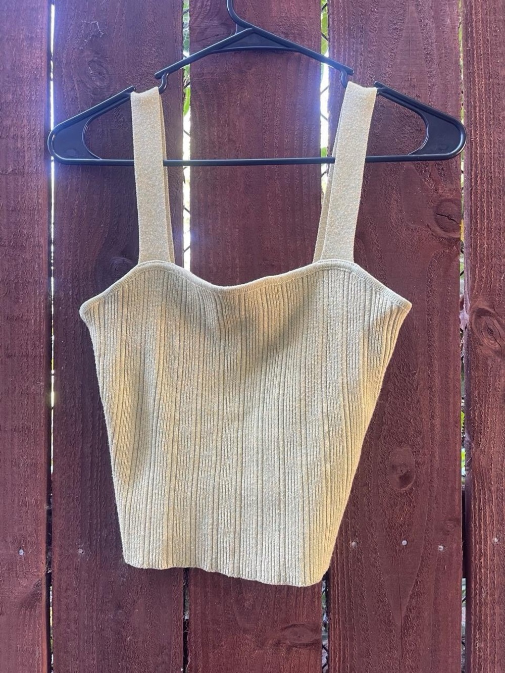 Weekend LA Light Green Ribbed Fitted Summer Crop Tank Top Wool Blend Sz S